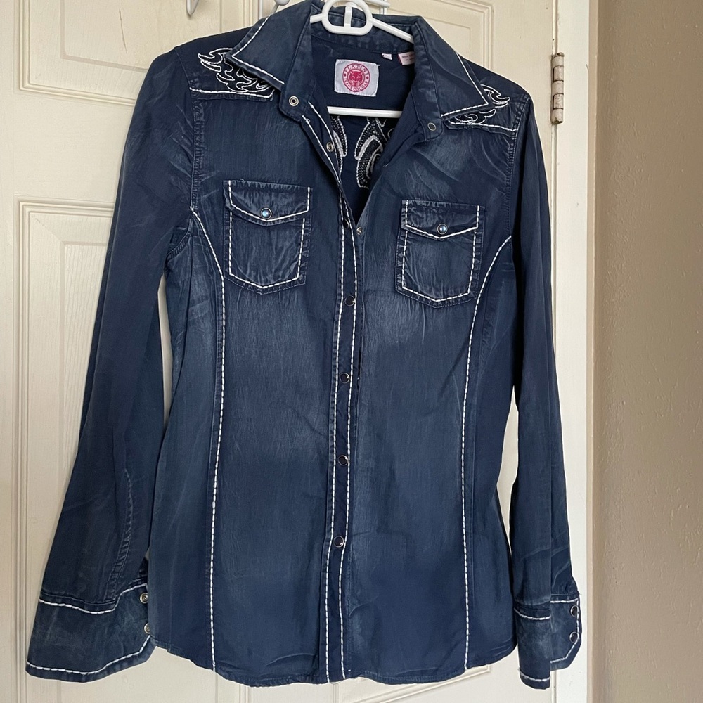 Platini jeans cougar Women buttondown shirt sizeXL